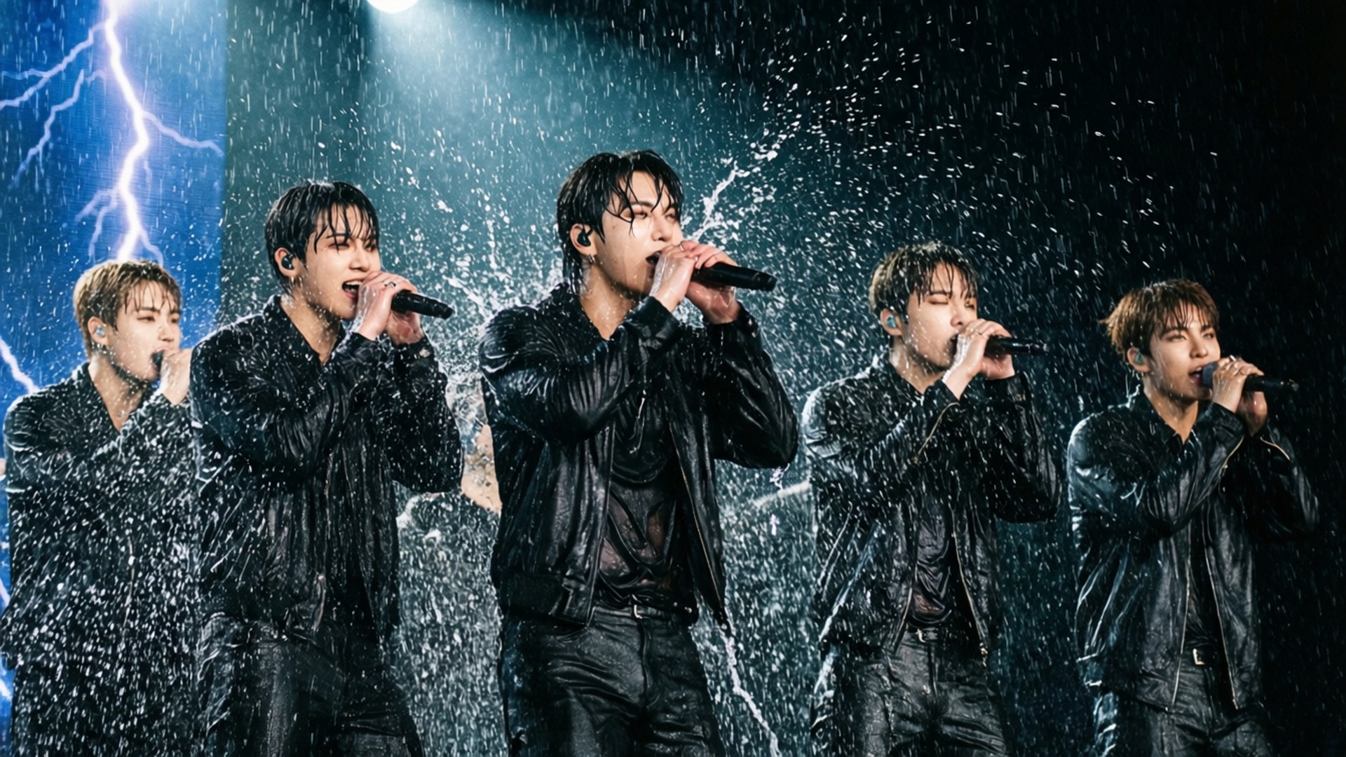 Performance sur Scène sous la Pluie Fonds d'écran