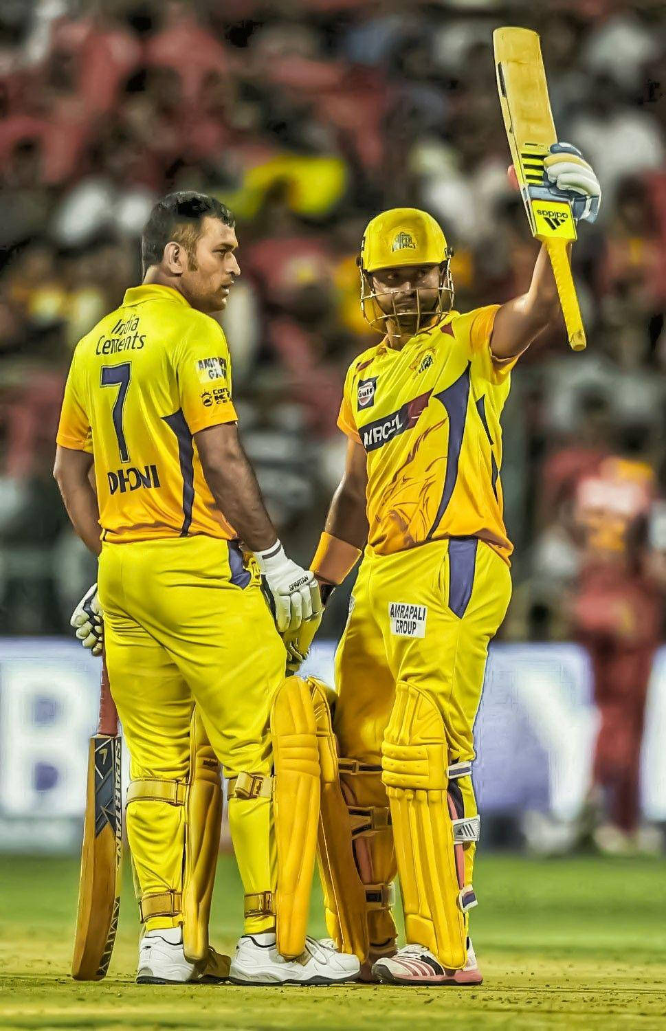 Suresh Raina In Csk Jersey, Stepping Up For The Game Wallpaper