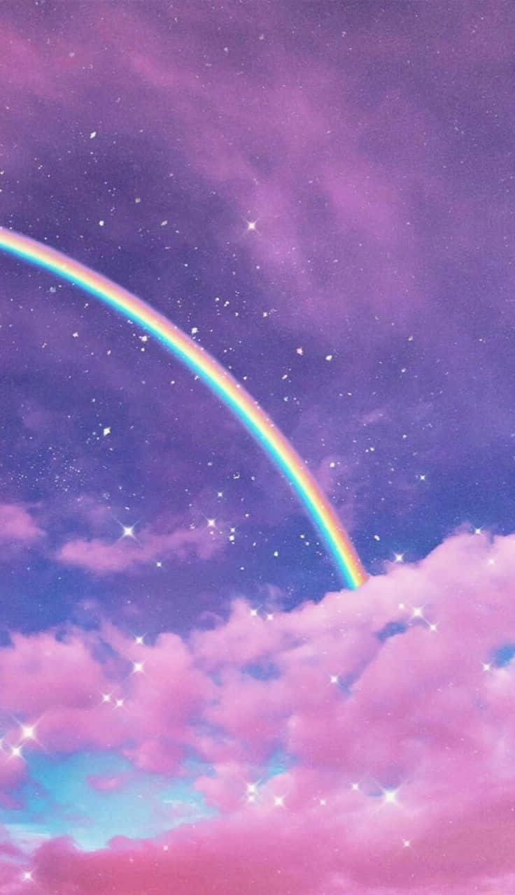 A vibrant rainbow in a peaceful sky.