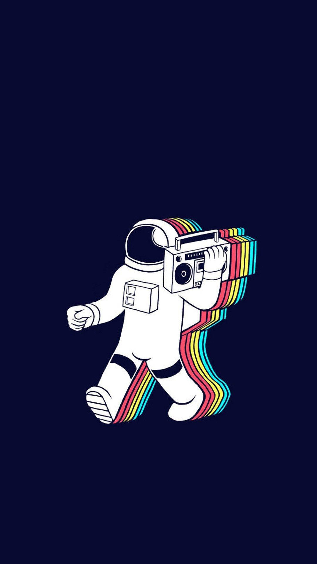 Regnbue Astronaut iPhone X Tegneserie tapet Wallpaper