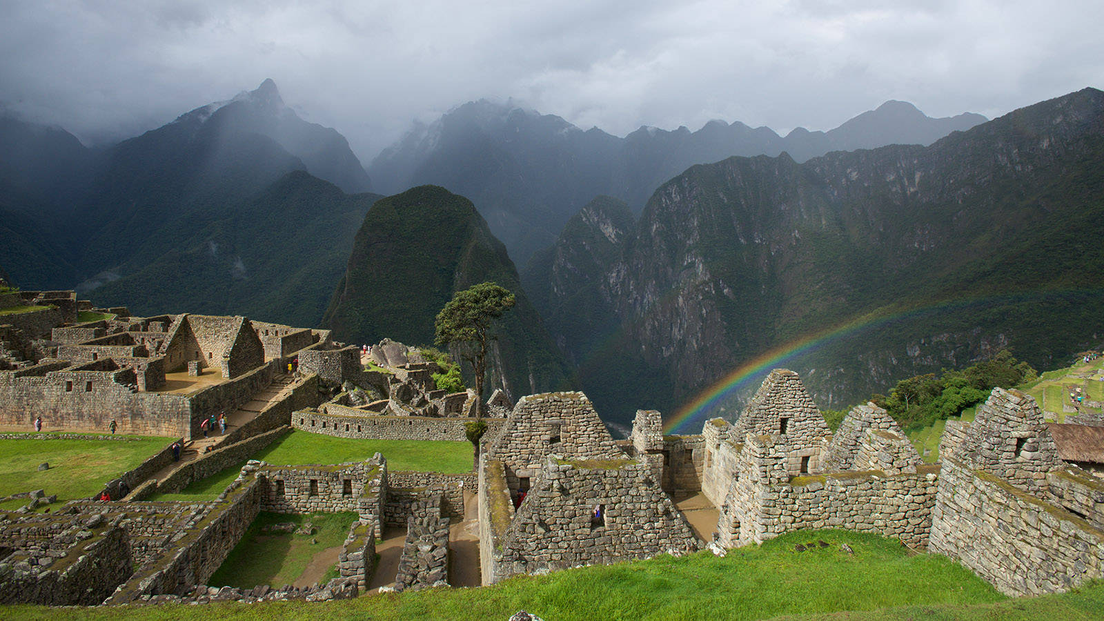 Regnbue ved Machu Picchu Cusco Peru Wallpaper