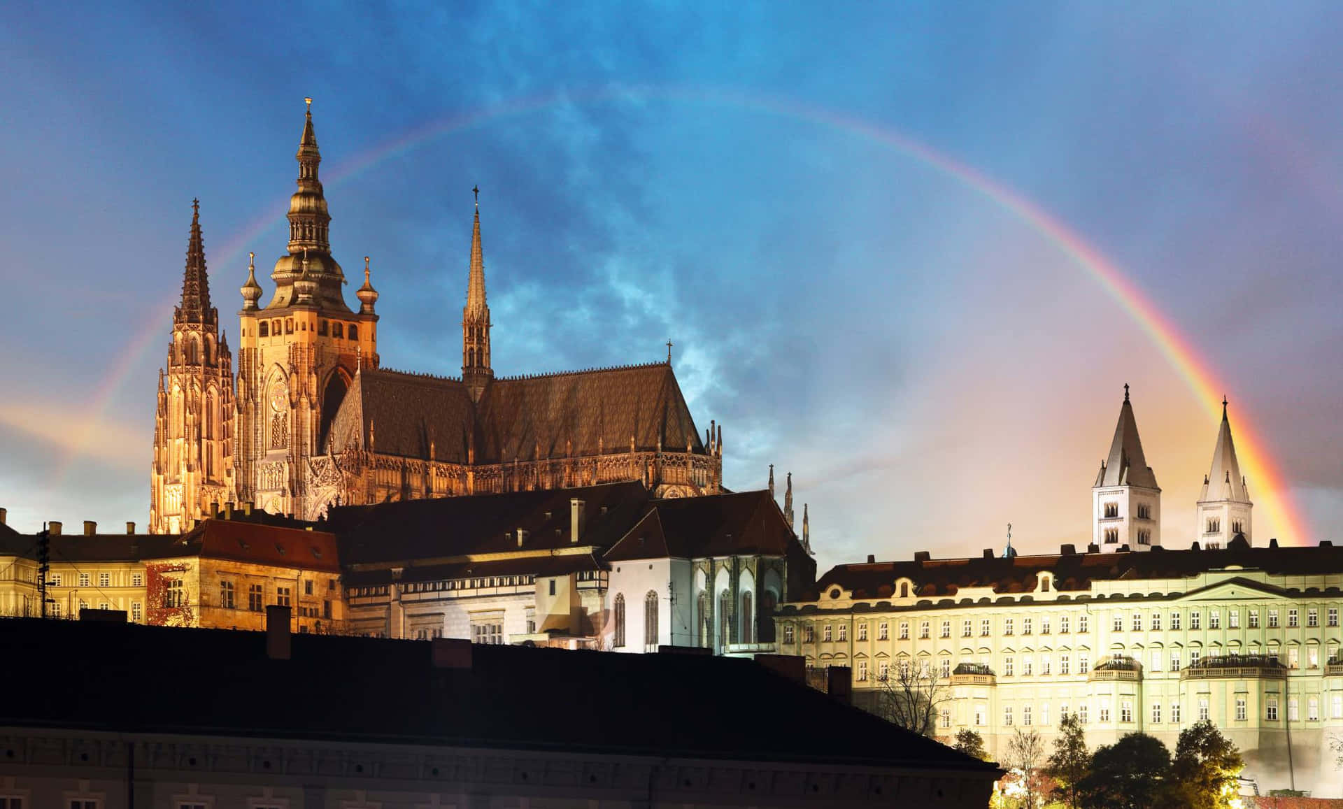 Rainbow At Prague Castle Wallpaper