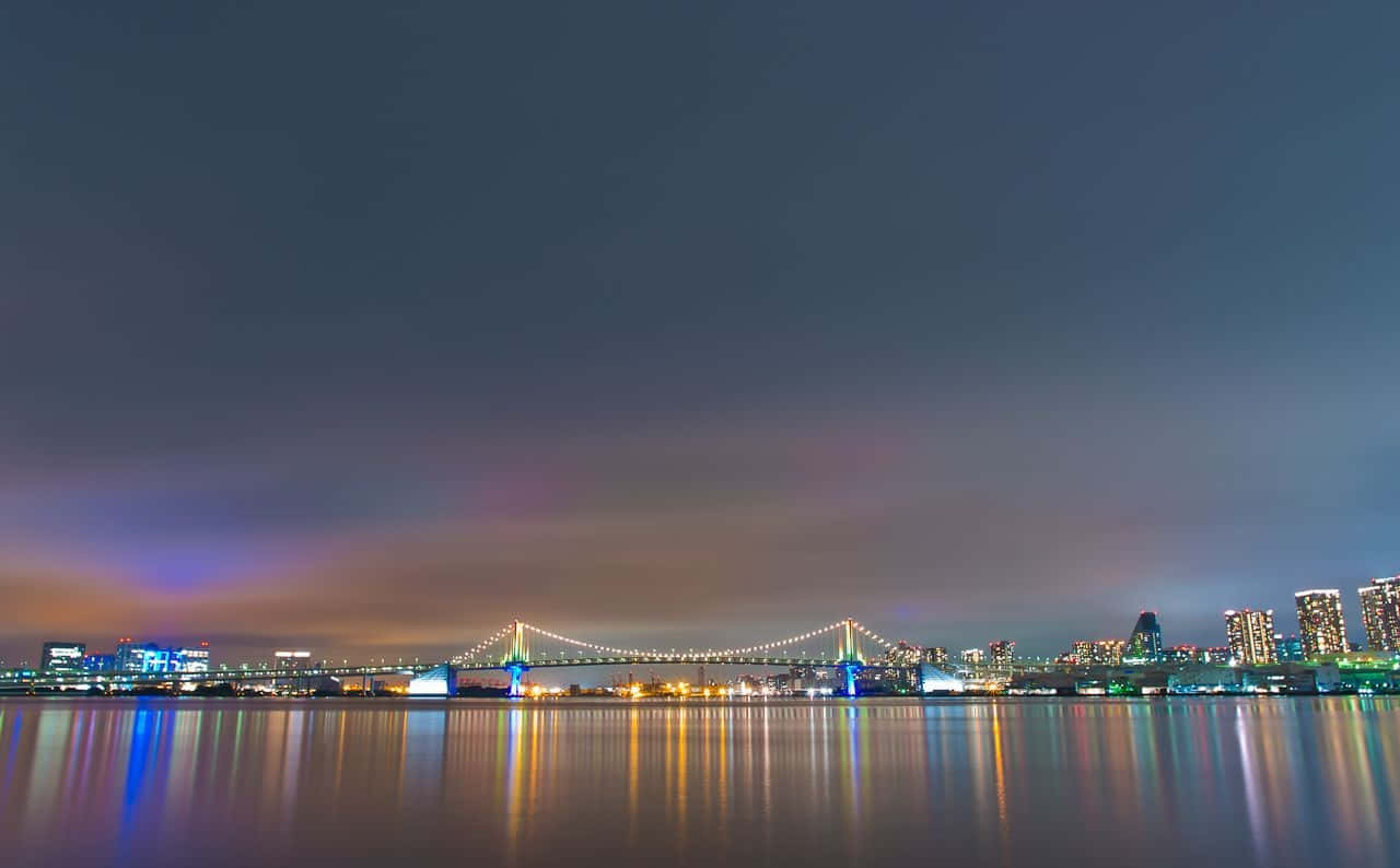 Beautiful view of the Rainbow Bridge in Japan