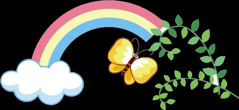 Rainbow Butterfly Cloud Graphic PNG