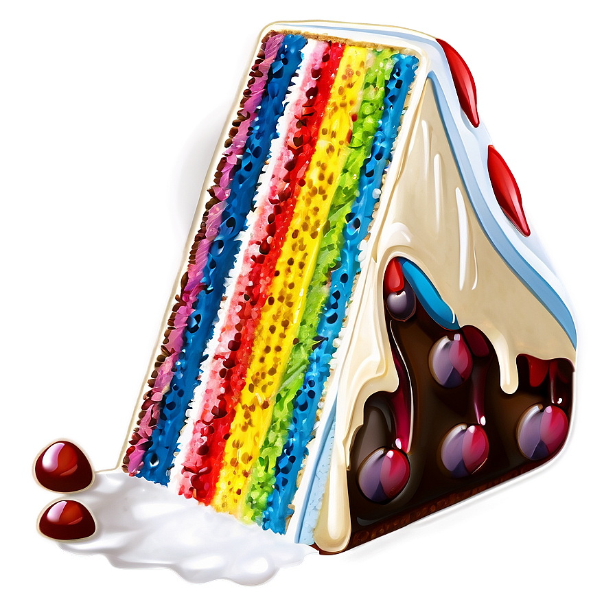 Rainbow Cake Slice Png Qht PNG