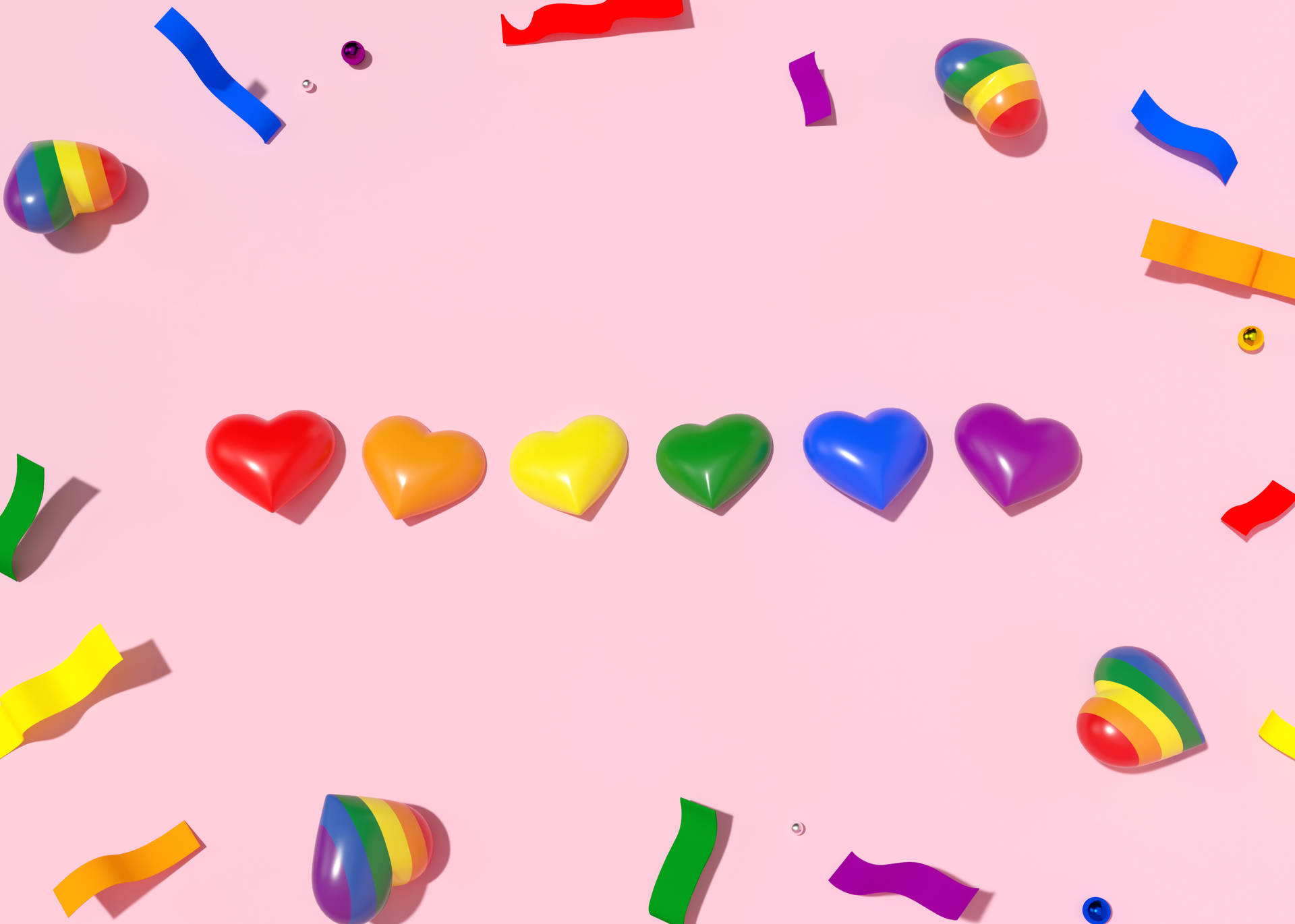 Rainbow-colored Aesthetic Heart Shapes Wallpaper