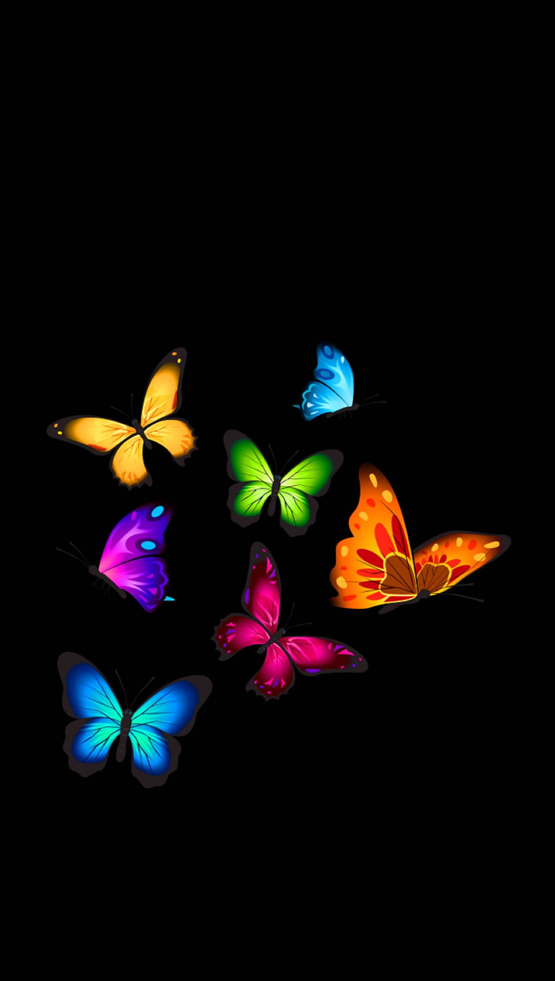 Rainbow-farvede sommerfugle flyver over din skrivebord Wallpaper