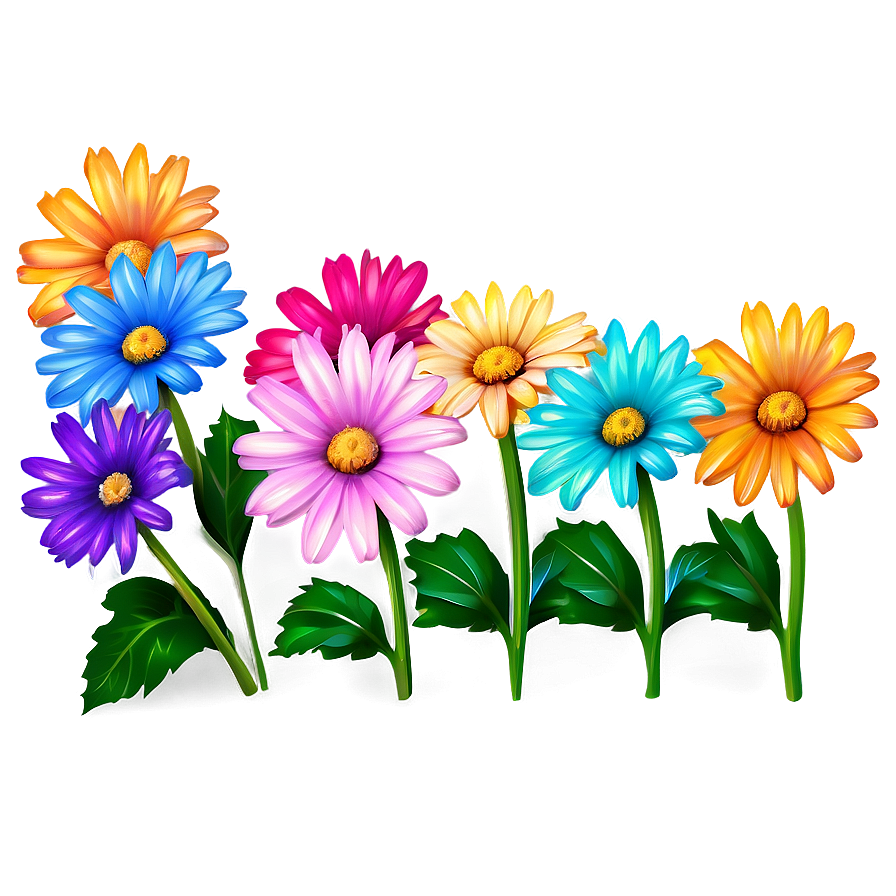 Download Rainbow Colored Daisies Png 12 | Wallpapers.com