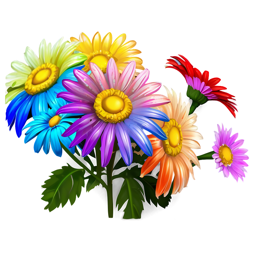 Download Rainbow Colored Daisies Png Ddj23 | Wallpapers.com