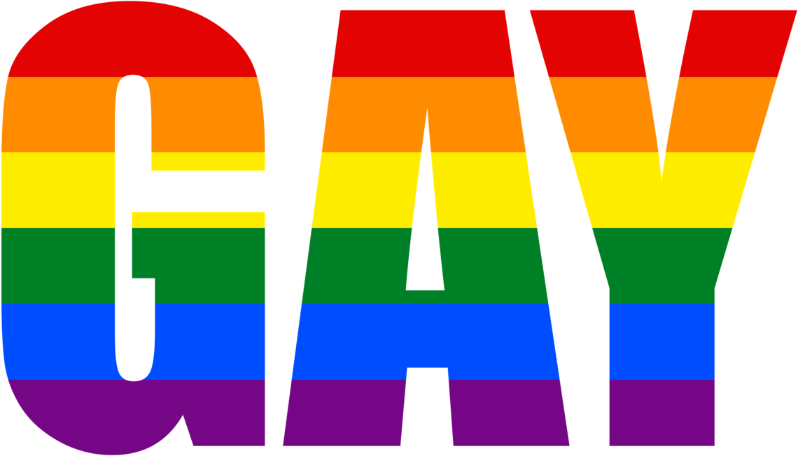 Rainbow Colored Gay Text PNG