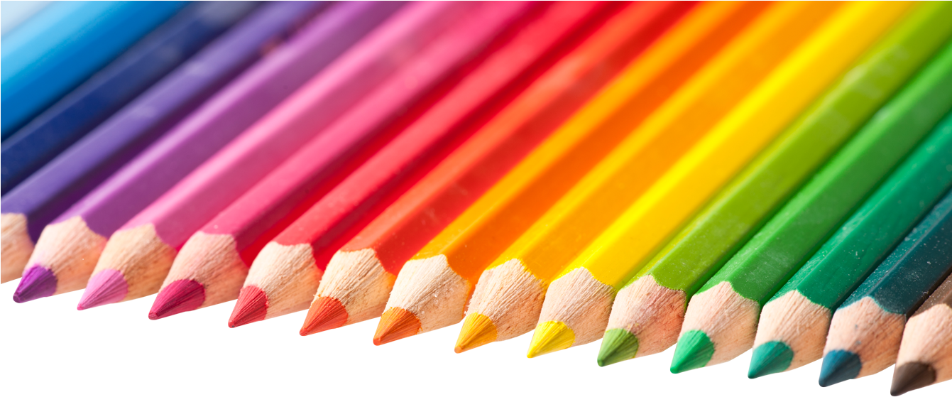 Rainbow Colored Pencils Array PNG