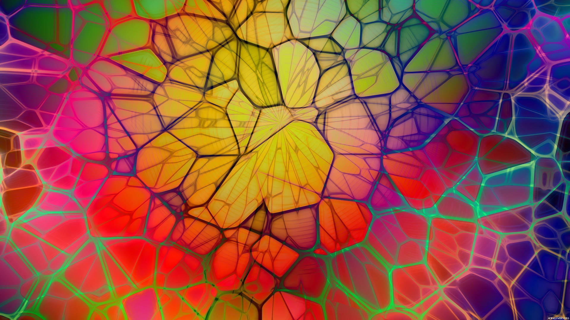Rainbow-colored Platonic Solid Abstract Wallpaper