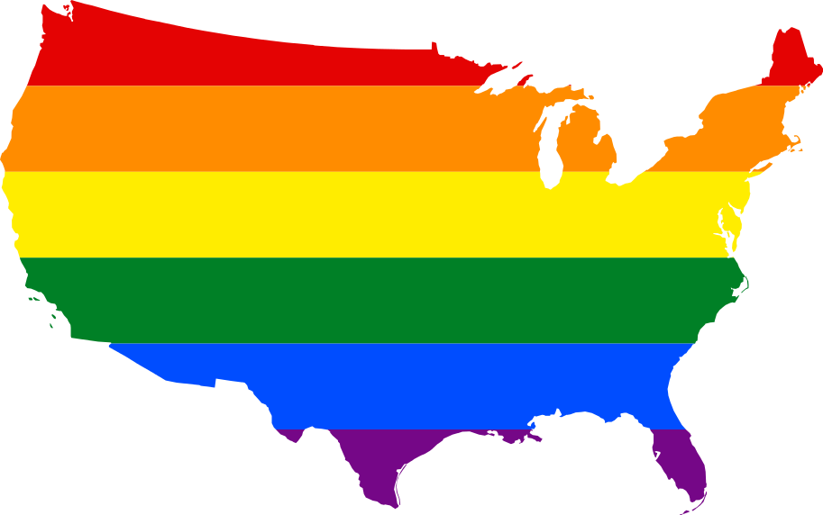 Rainbow Colored U S A Map PNG
