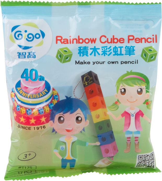 Rainbow Cube Pencil Packaging PNG