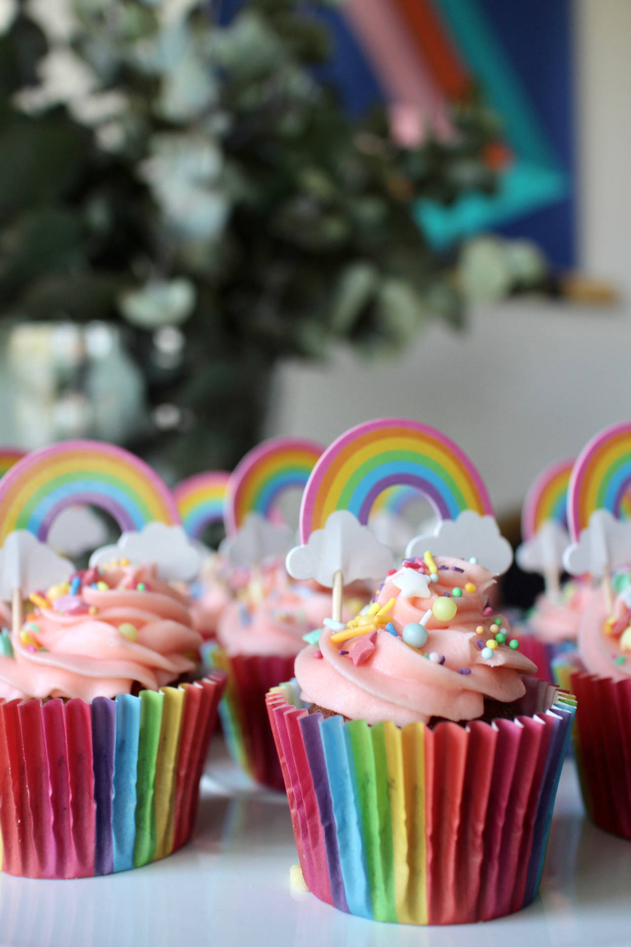 Rainbow Cupcake Wallpaper