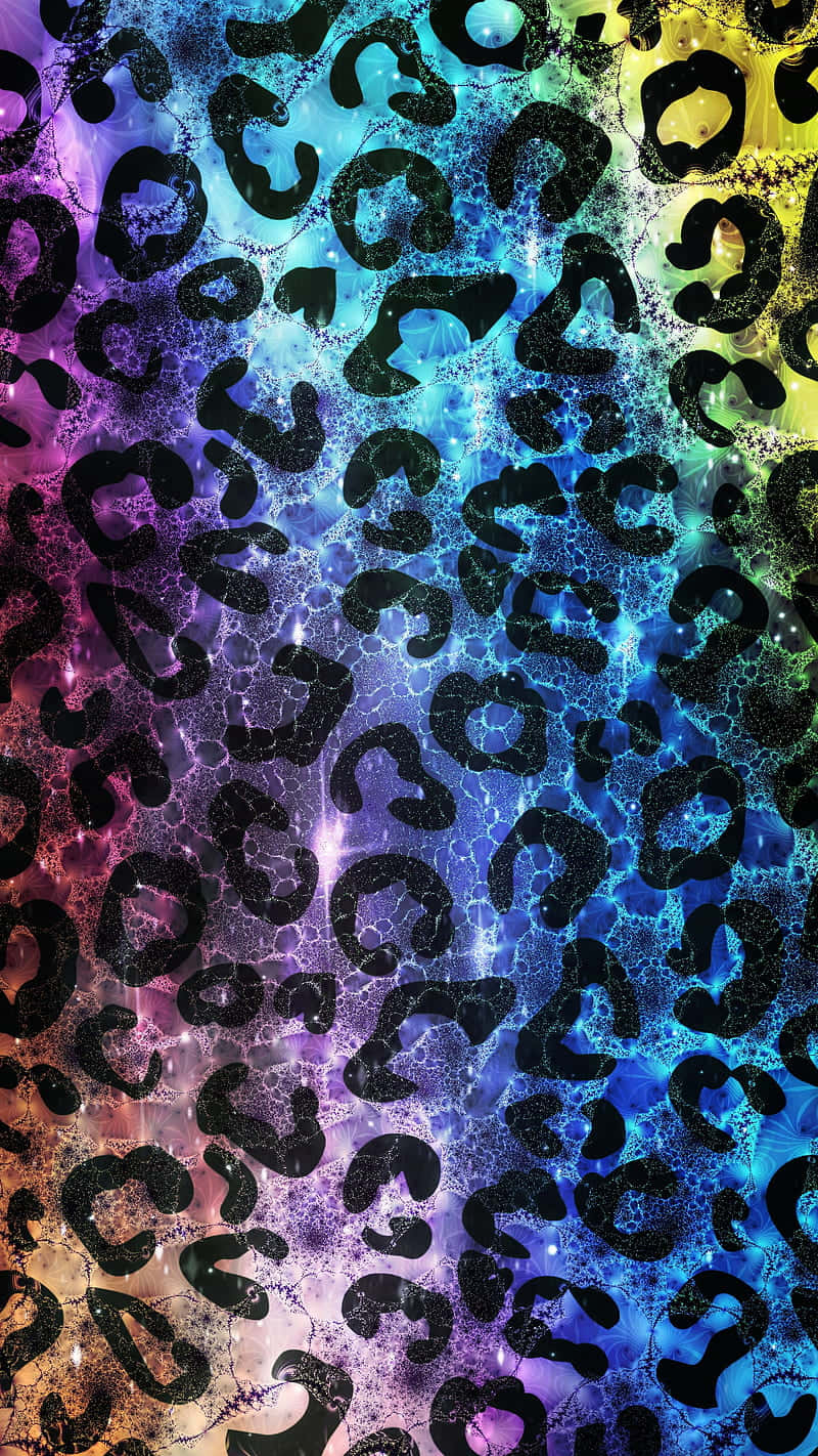 Rainbow Cute Cheetah Print Pattern Wallpaper