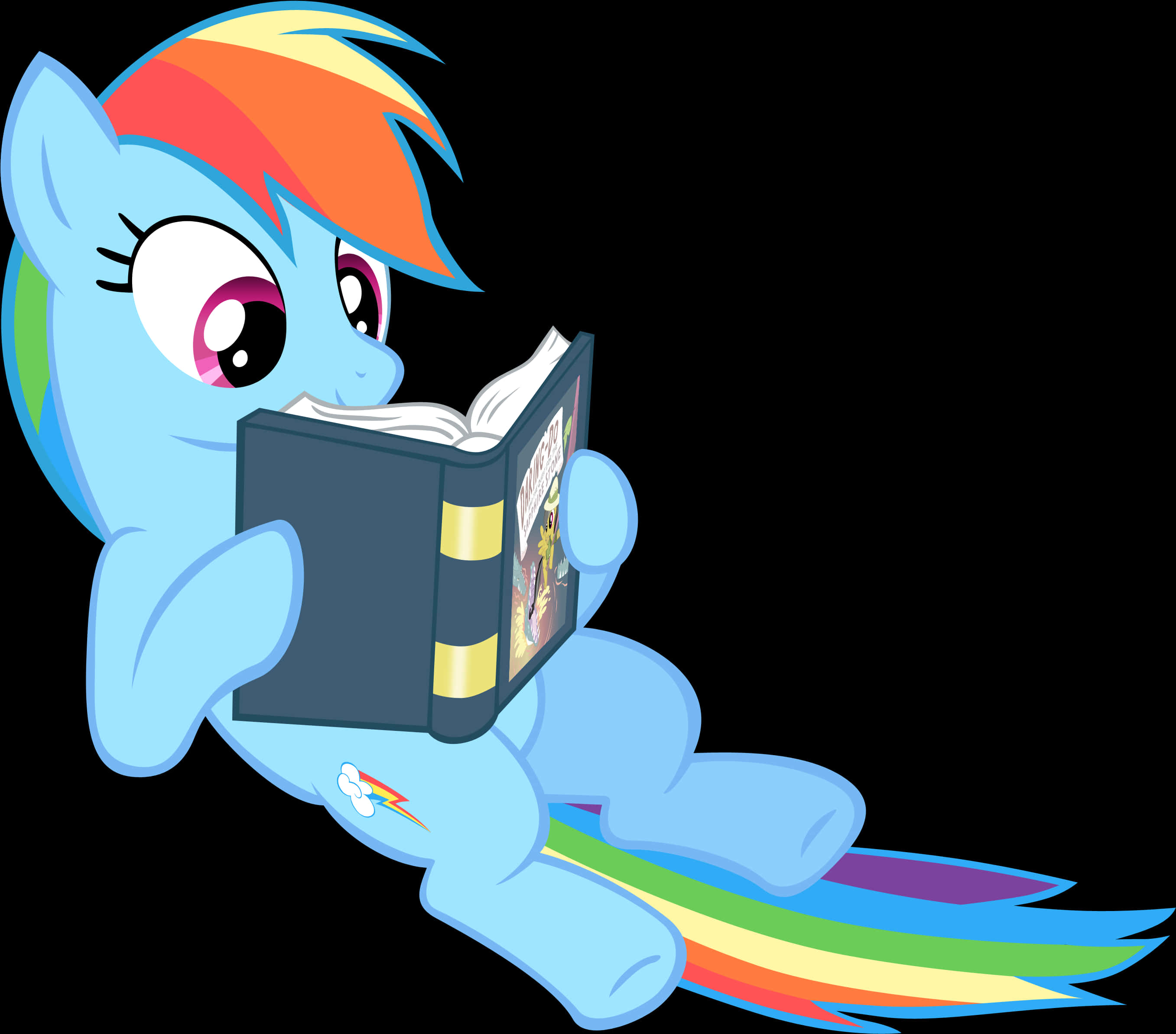 Rainbow Dash Reading Book PNG