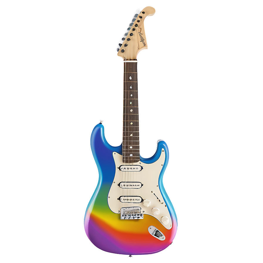 Rainbow Electric Guitar Png 05252024 PNG
