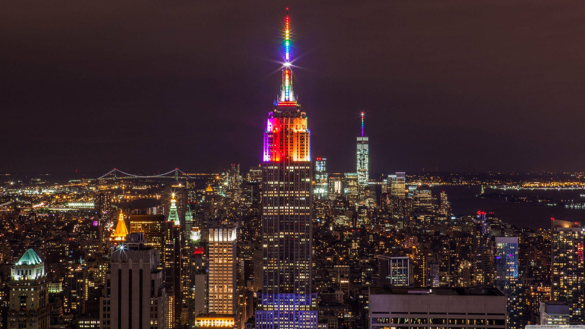Rainbow Empire State New York Computer Wallpaper