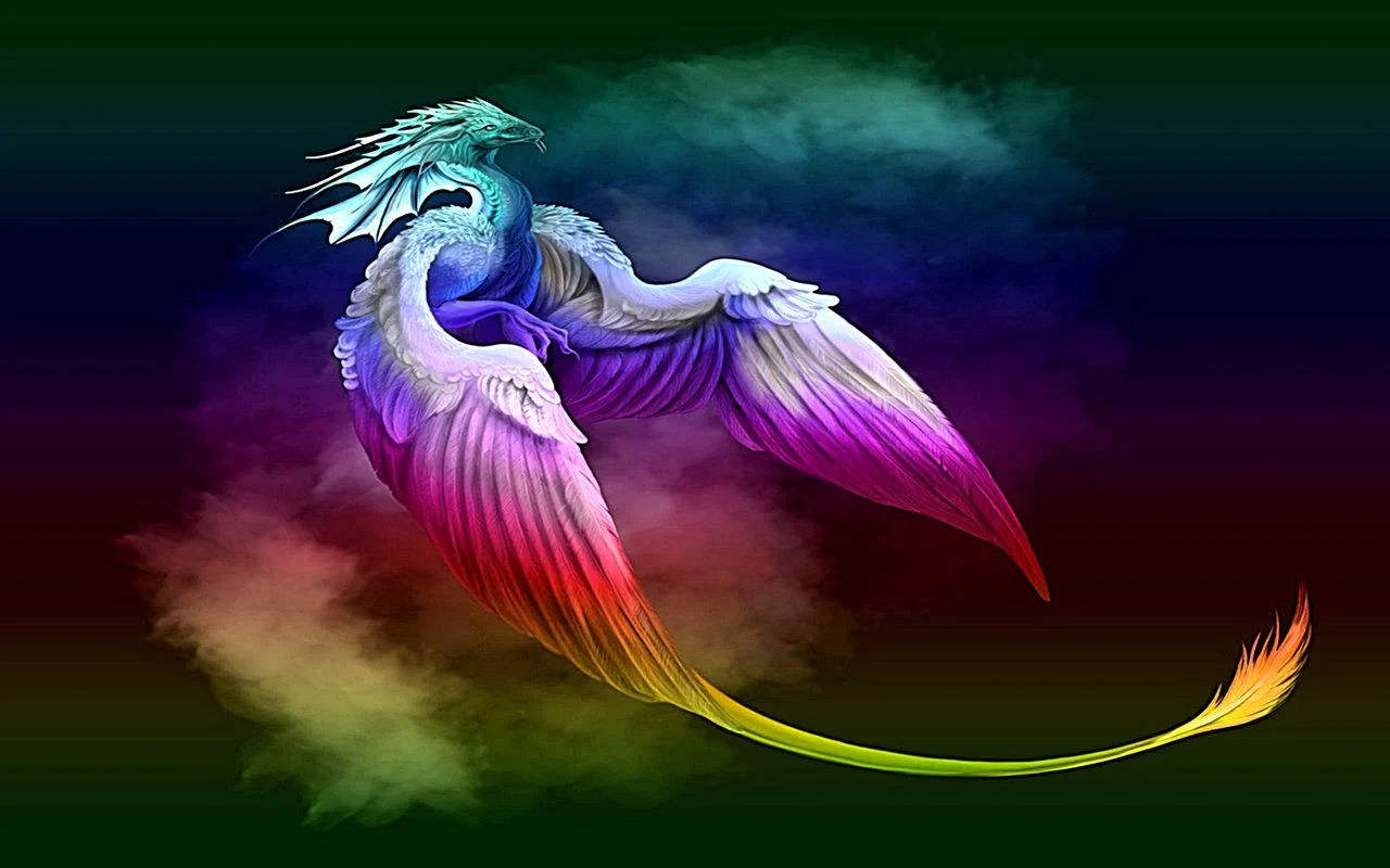 Rainbow Fantasy Really Cool Dragons Wallpaper
