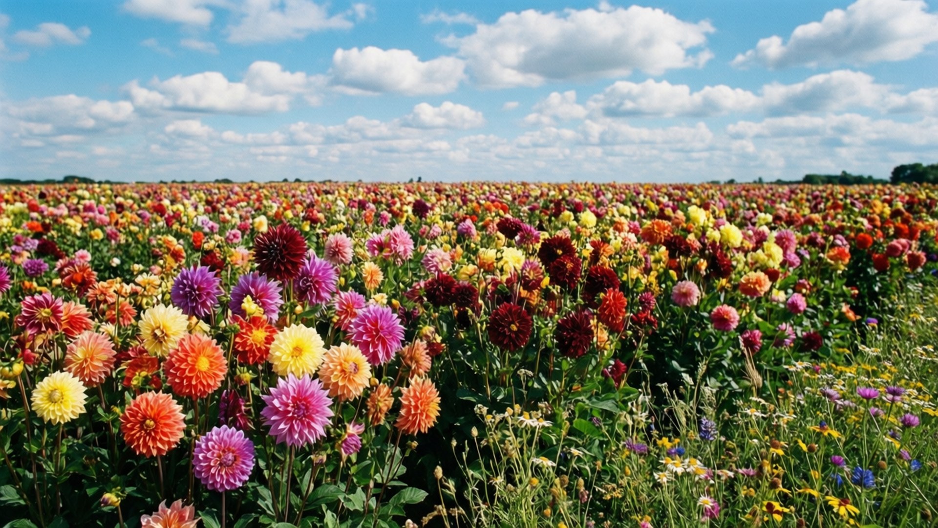 Regnbågsfält Blomning Bakgrundsbilder