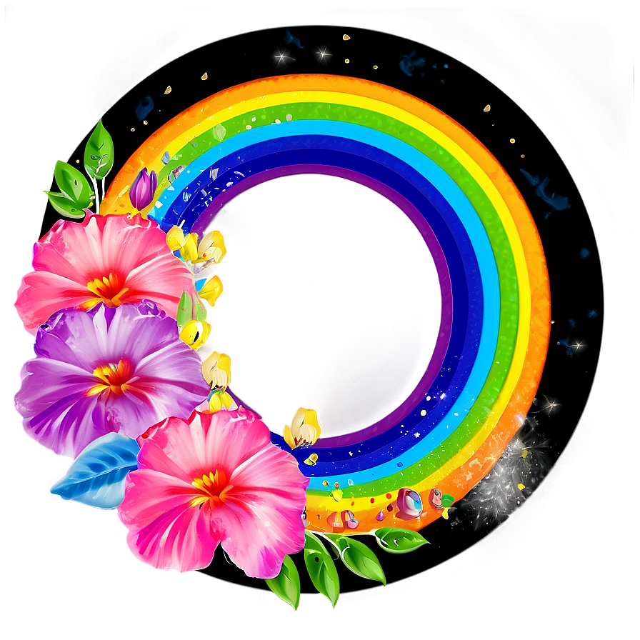 Rainbow Flower Circle Png 06252024 PNG