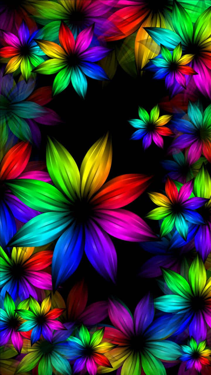 Rainbow Flower Iphone Digital Art Wallpaper