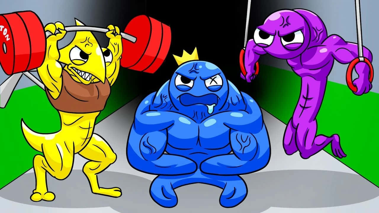 Rainbow Friends Workout Cartoon Wallpaper