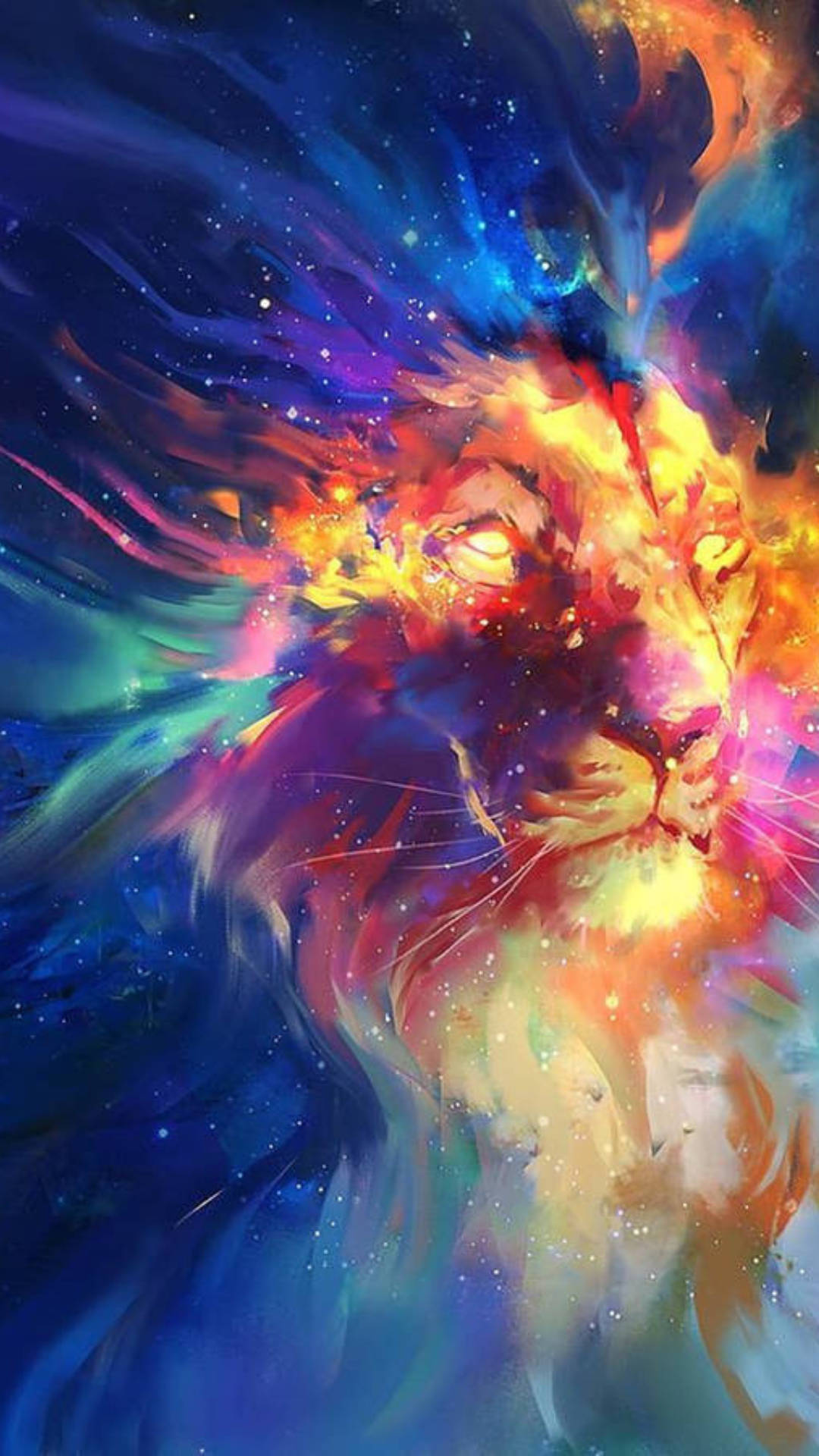 Rainbow Galaxy Forming A Lion’s Face Background