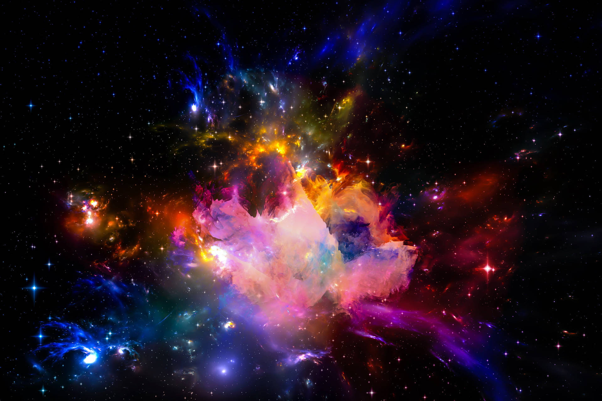 Rainbow Galaxy Glowing In Dark Universe Wallpaper