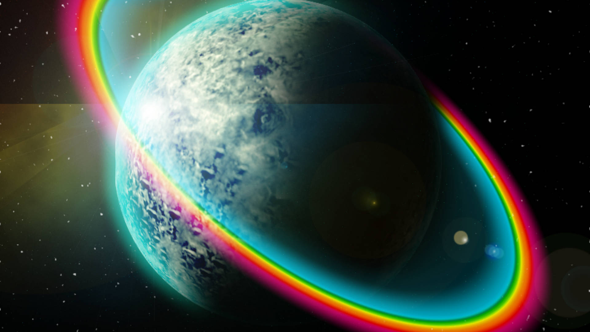 Rainbow Galaxy Planet In Outer Space Wallpaper