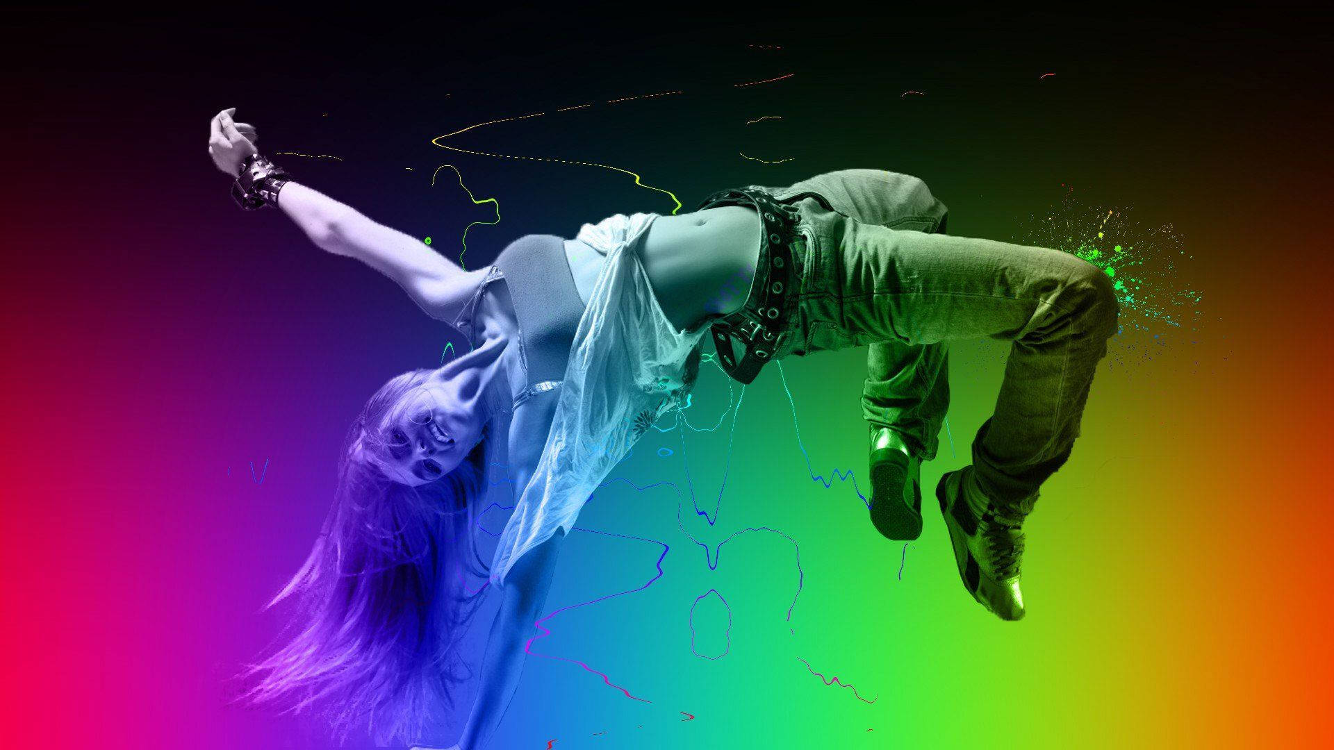 Rainbow Girl Dance Pose Wallpaper