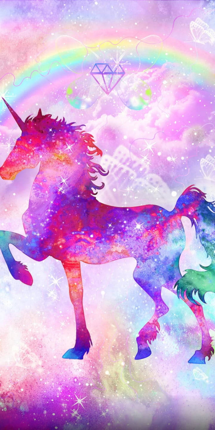 Rainbow, Glitter, And Unicorns Background