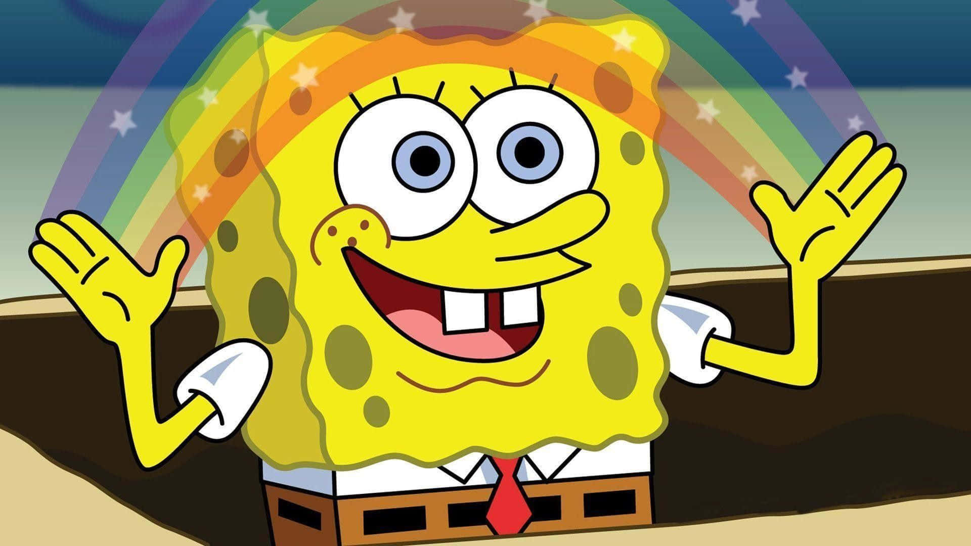 Fondosde Pantalla De Manos Arcoíris Estético De Spongebob Para Escritorio. Fondo de pantalla