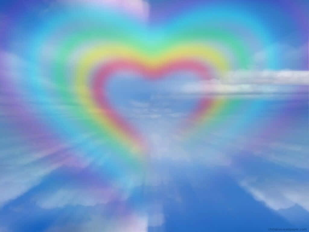 Regnbågsfärgathjärta På Himlen Wallpaper