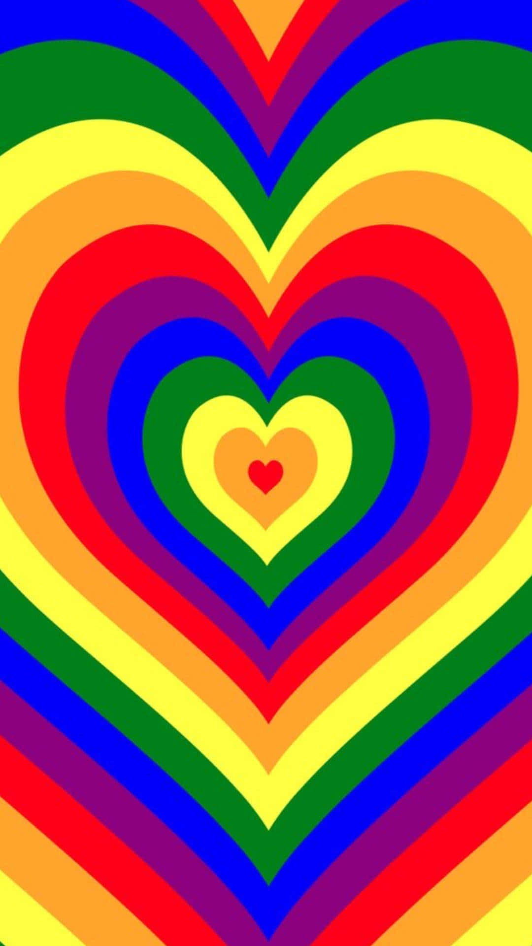 A Vibrant Rainbow Heart Background