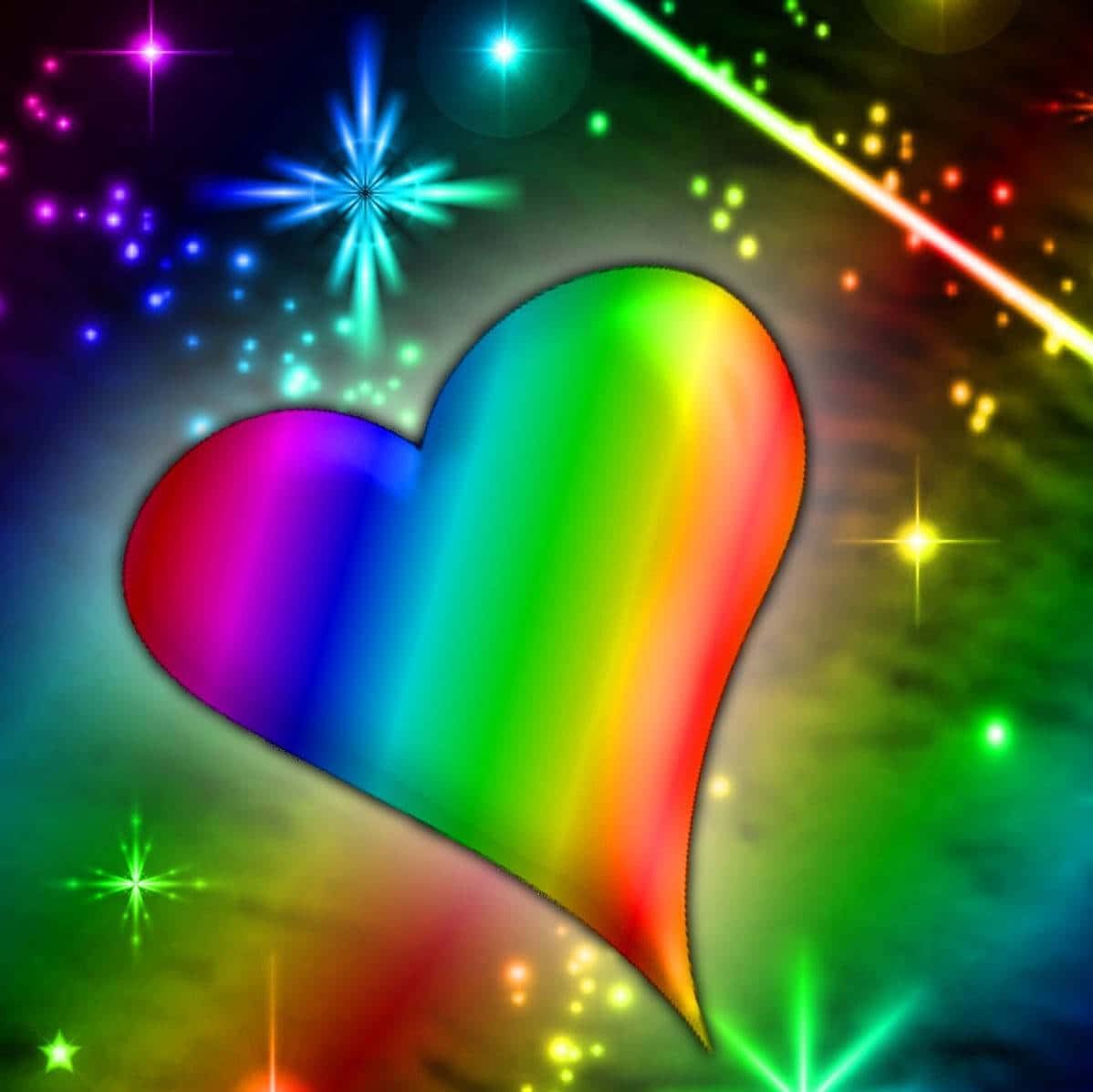 Vibrant Rainbow Heart Background