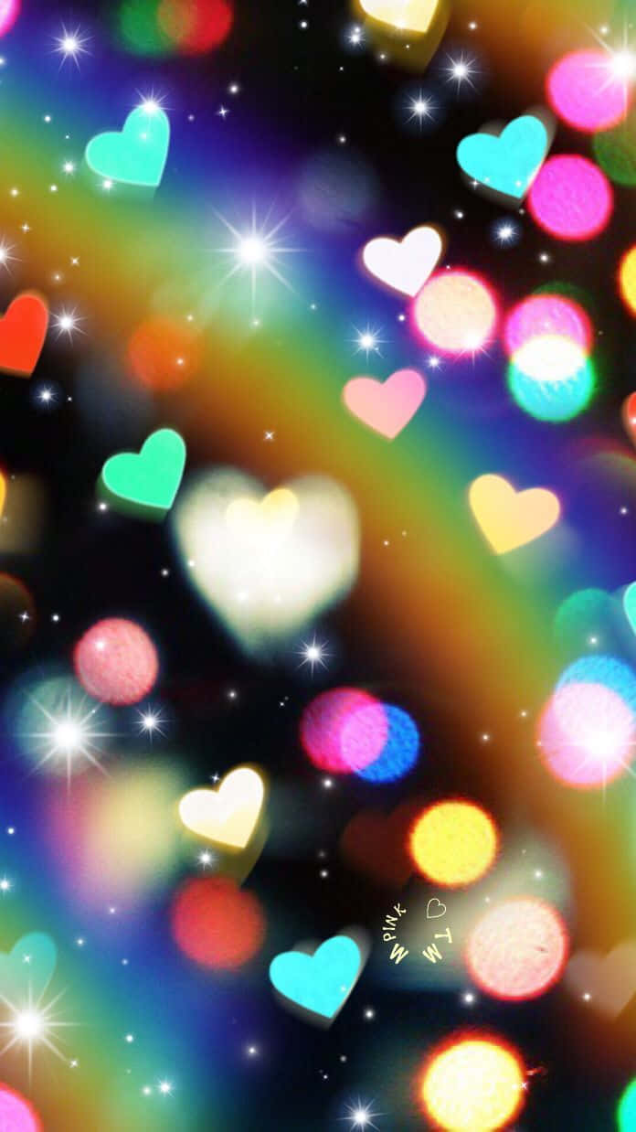 Regnbågsfärgadbokeh-hjärta Wallpaper