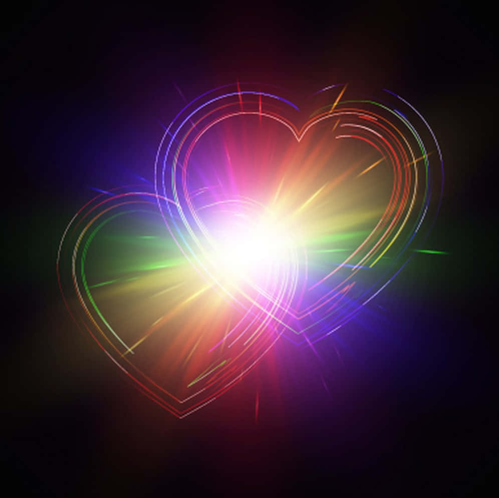Vibrant Rainbow Heart on a Gradient Blue Background