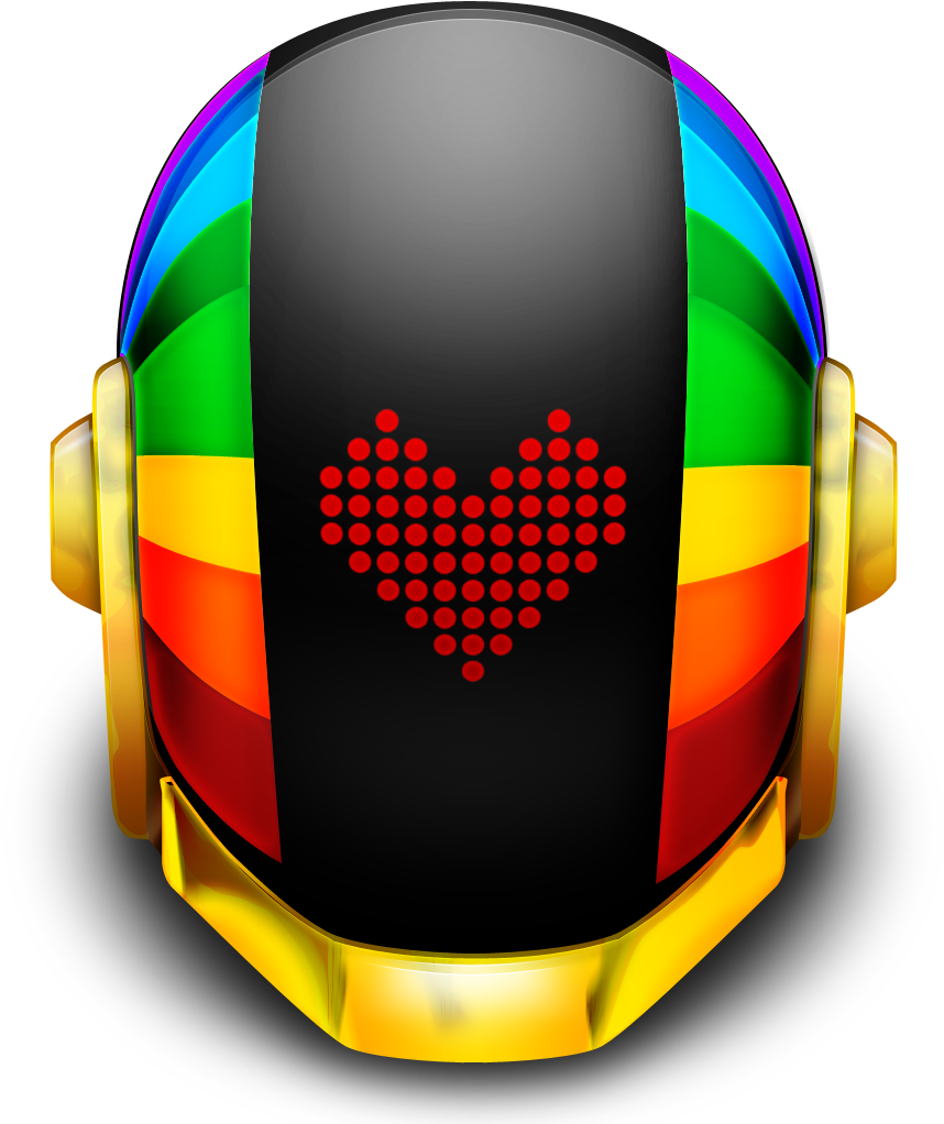 Rainbow Heart Daft Punk Helmet PNG