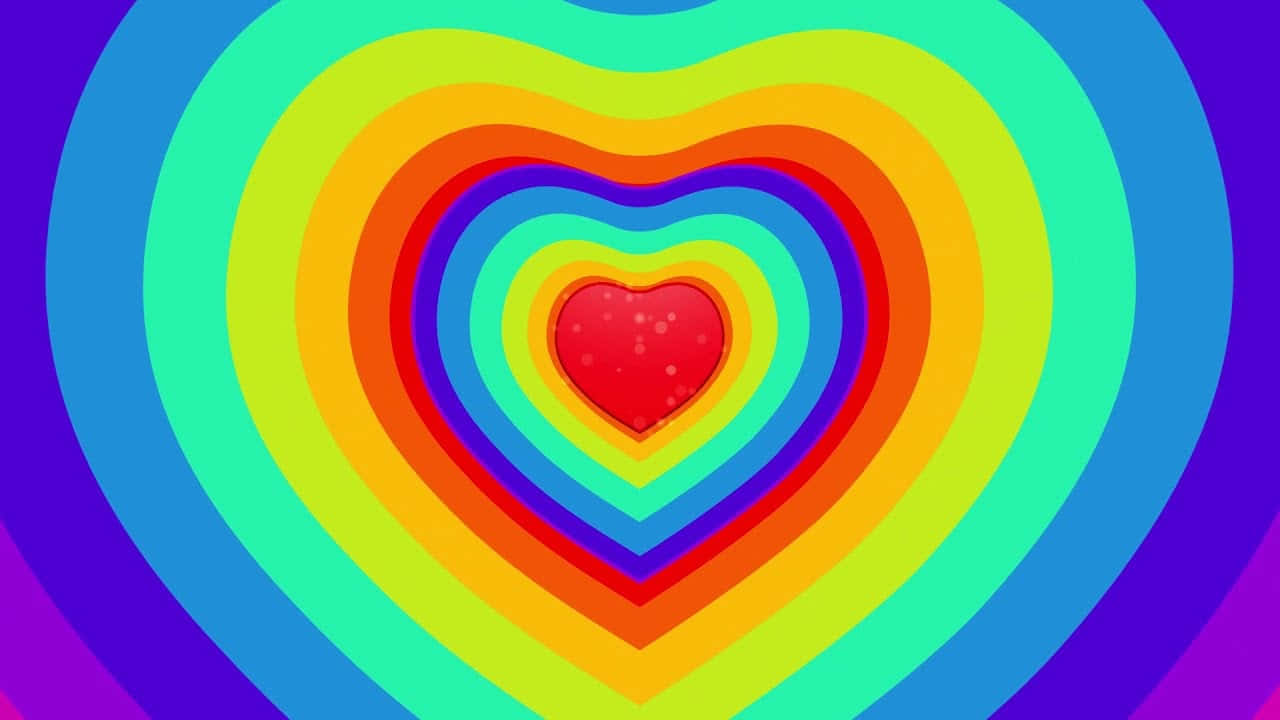 Funky Rainbow Heart Wallpaper