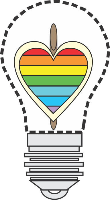 Rainbow Heart Lightbulb Illustration PNG
