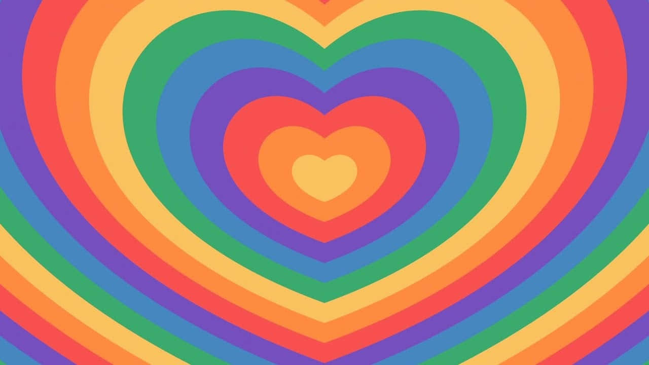 Spridlite Kärlek Med En Vacker Regnbågens Hjärta Som Bakgrundsbild På Din Dator Eller Mobiltelefon. Wallpaper