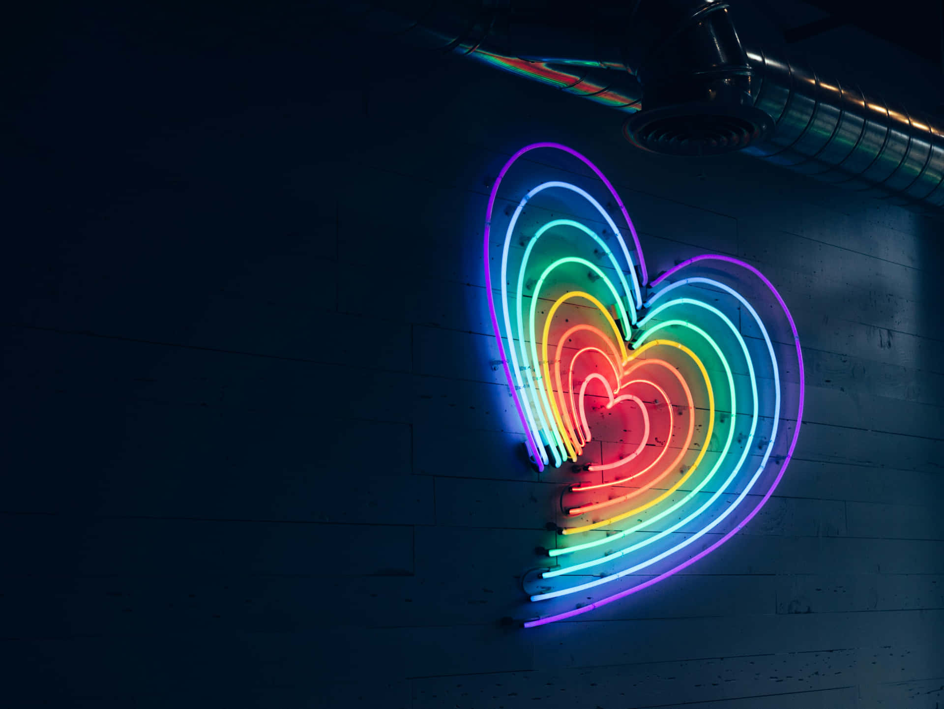 Rainbow Heart Neon Light Wall Art Wallpaper