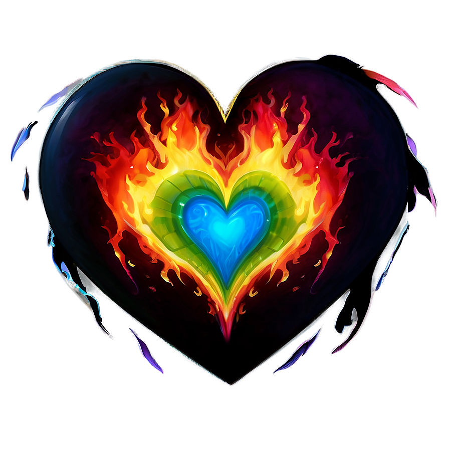 Rainbow Heart On Fire Png Cfh PNG