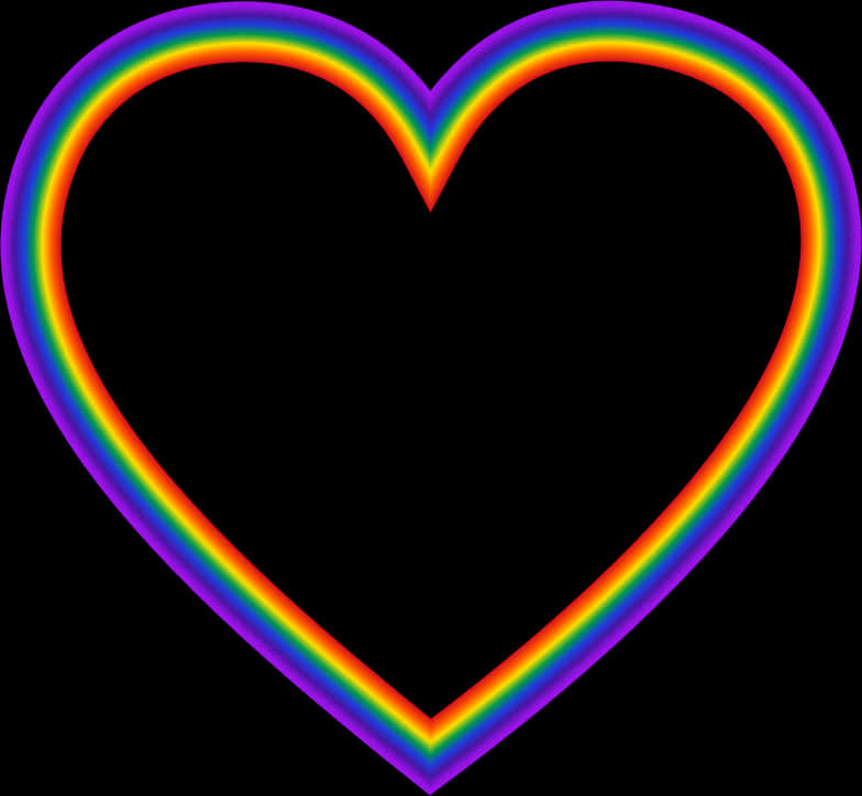 Rainbow Heart Outline Clipart PNG