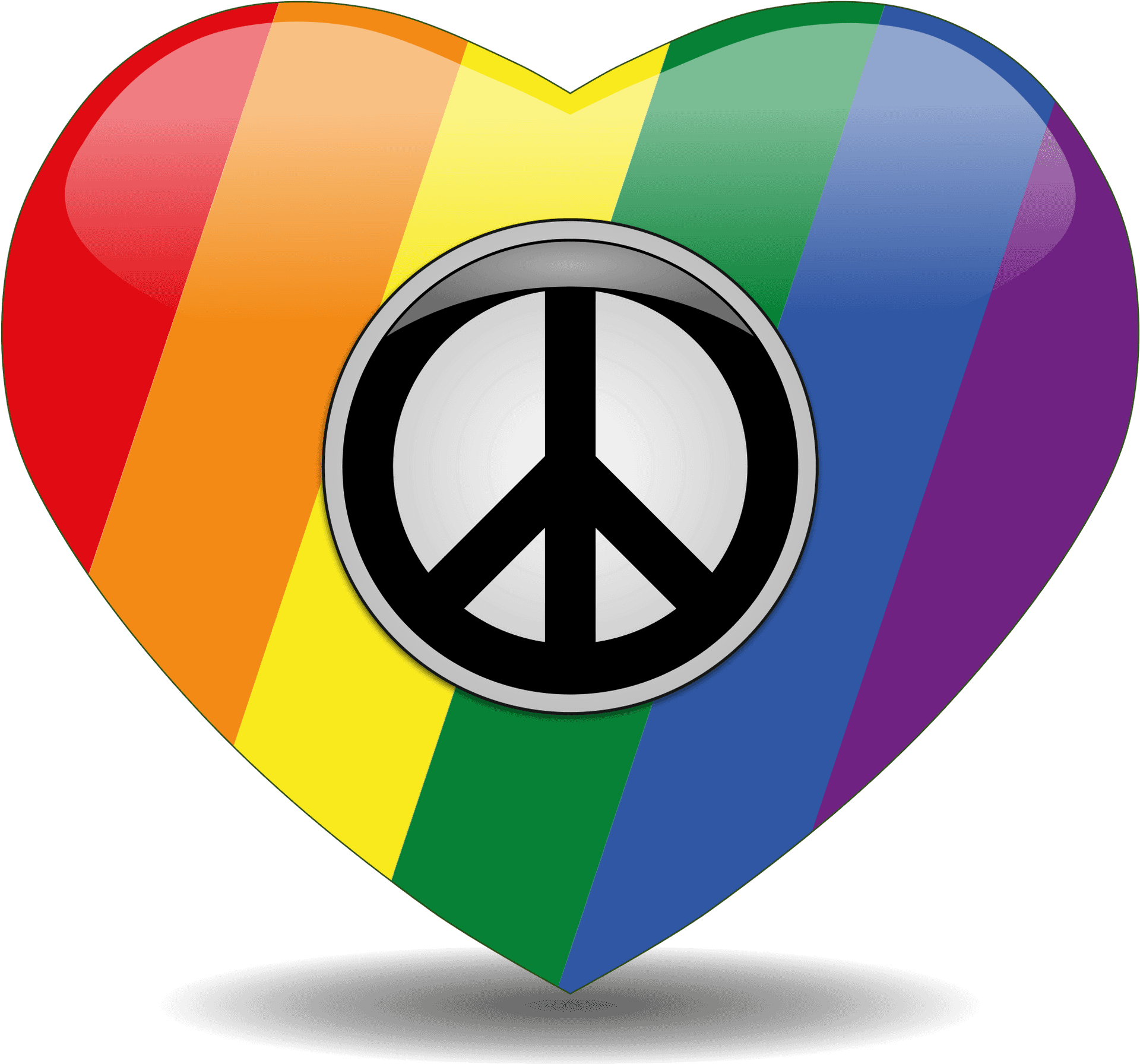 Rainbow Heart Peace Symbol PNG