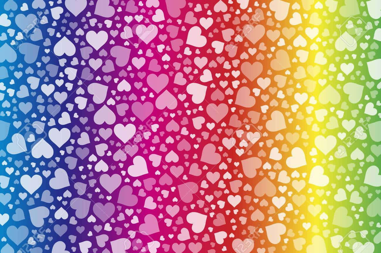 Backgroundregnbågsfärgat Hjärta Mönster Skrivbordsbakgrund Wallpaper