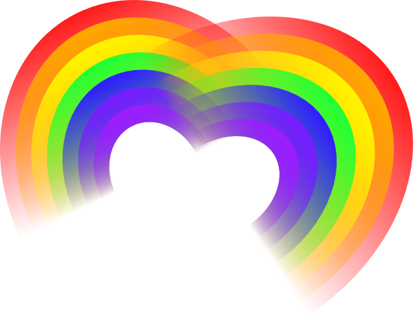 Rainbow Heart Vector Graphic PNG — A vibrant rainbow arches in the shape of a heart against a pure white background.