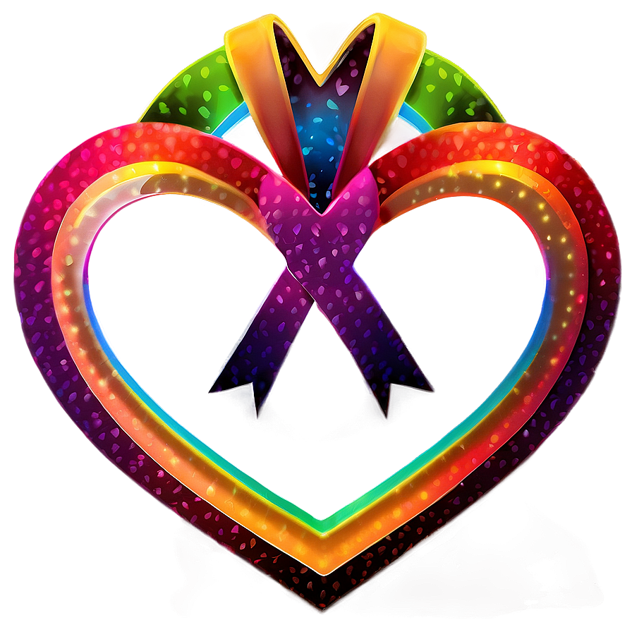 Rainbow Heart With Ribbon Png Qfx PNG